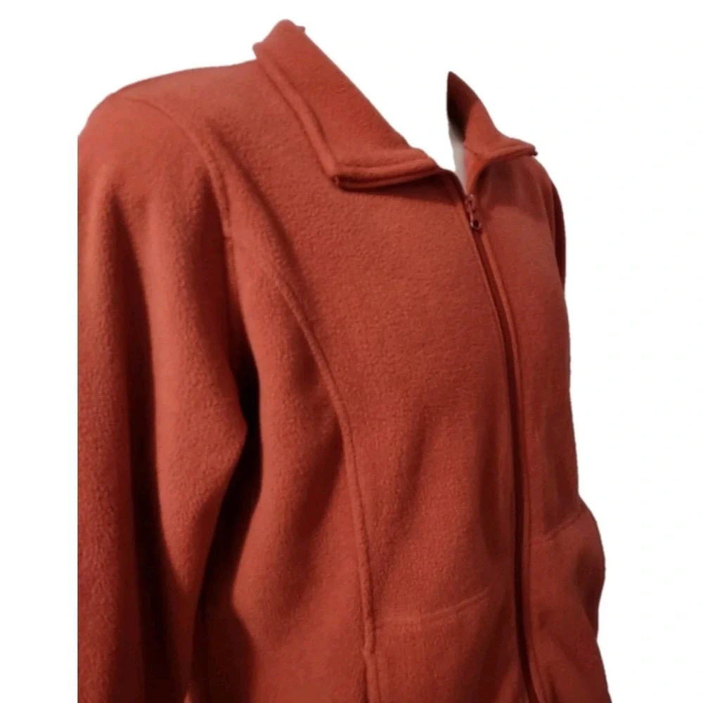 Cabelas Fleece Jacket 2XL Mens Gorp Cabin Core Orange Full Zip Mock Neck Coat